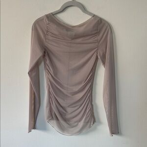 Abercrombie & Fitch Cream/Taupe Mesh Top Long Sleeve